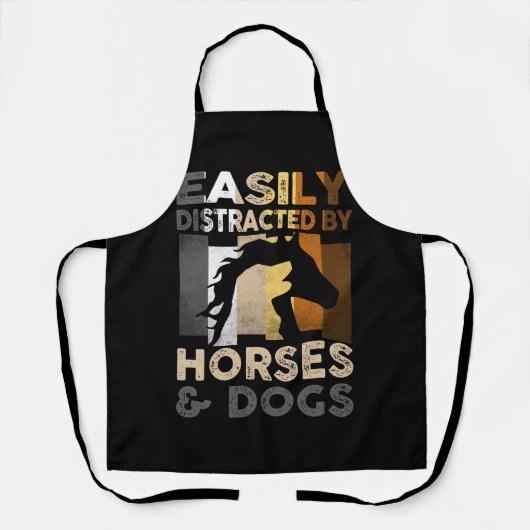 私が好きな馬や犬に簡単に気を散らすハート エプロン (正面)
