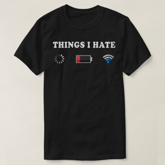 私が嫌いな事おもしろいは、プログラマとゲーマー Tシャツ (デザイン正面)