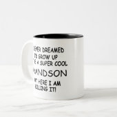 私が孫になるなんて夢にも思わなかったカッコいい ツートーンマグカップ (正面左)