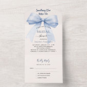 私が弓をする前に何か青いブライダルシャワーrsvp オールインワン招待状 (内側)