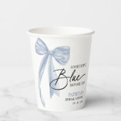 私が弓をする前に何か青い弓ブライダルシャワー 紙コップ (裏面)