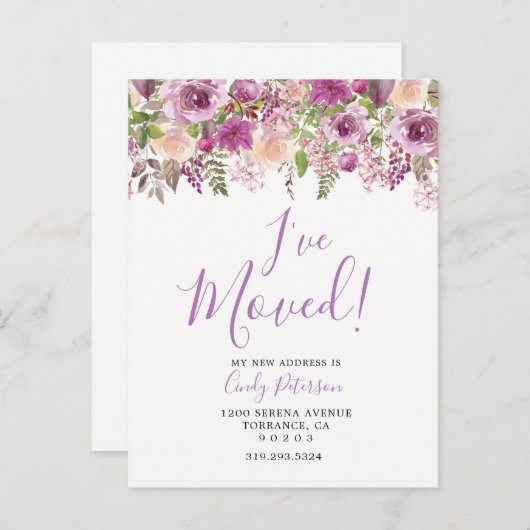 私が引っ越した紫 | お知らせはがき 案内ポストカード (正面/裏面)