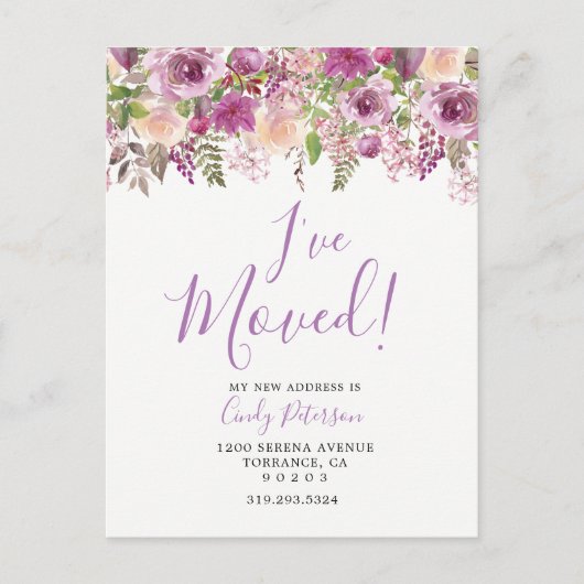 私が引っ越した紫 | お知らせはがき 案内ポストカード (正面)