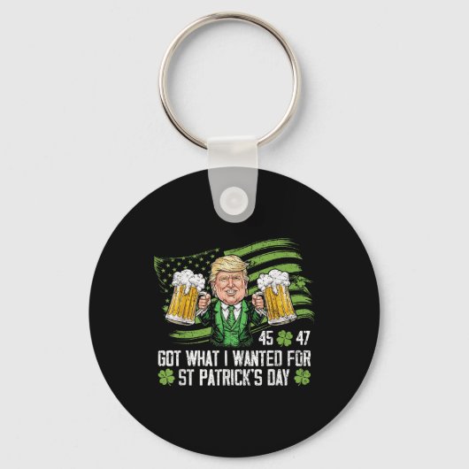 私が得St patricks day・トランプに望んおもしろいだ キーホルダー (正面)