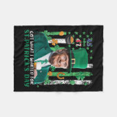 私が得St patricks day・トランプに望んおもしろいだ フリースブランケット (正面(横))