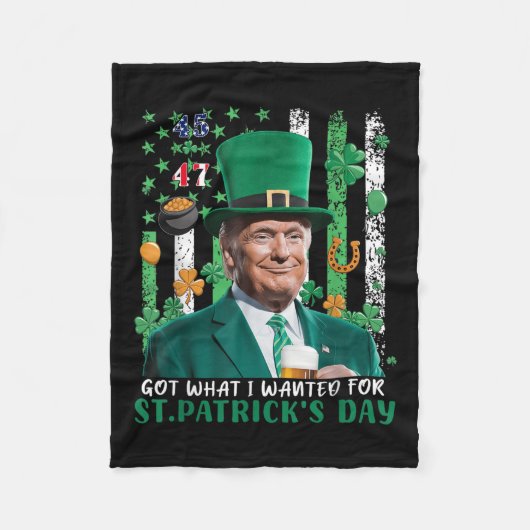 私が得St patricks day・トランプに望んおもしろいだ フリースブランケット (正面)
