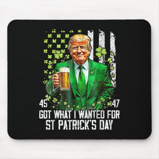 私が得St patricks day・トランプに望んおもしろいだ マウスパッド (正面)