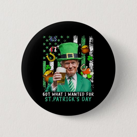 私が得St patricks day・トランプに望んおもしろいだ 缶バッジ (正面)