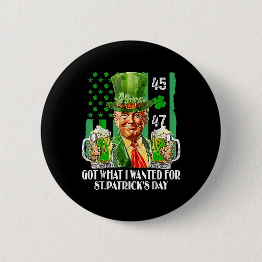 私が得St patricks day・トランプに望んおもしろいだ 缶バッジ (正面)