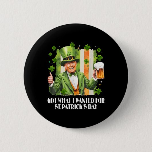 私が得St patricks day・トランプに望んおもしろいだ 缶バッジ (正面)