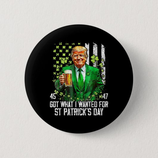 私が得St patricks day・トランプに望んおもしろいだ 缶バッジ (正面)