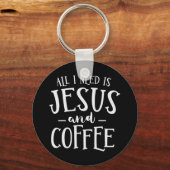 私が必要なのはイエスとコーヒー教会のクリスチャン キーホルダー (正面)