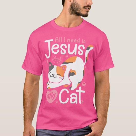 私が必要なのはイエスと私の猫好きクリスチャンの部屋だけだ Tシャツ (正面)