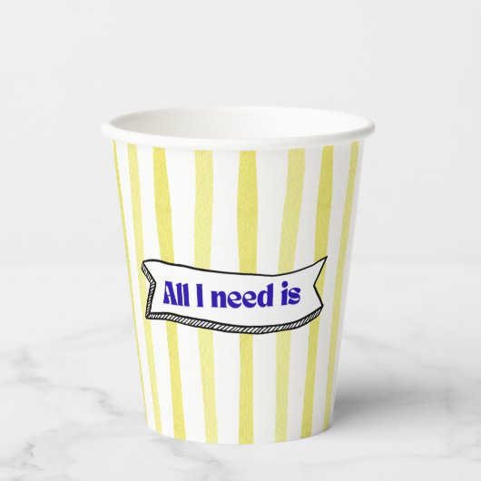 私が必要なのはイエス&コーヒー – 黄色、青 紙コップ (正面)