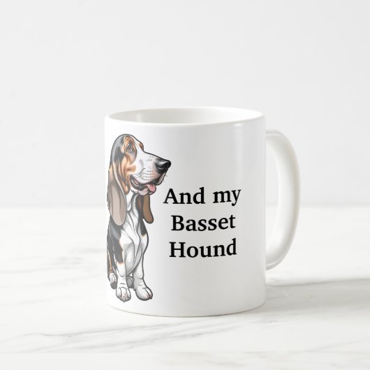 私が必要なのはコーヒーと私のバスセットハウンドだけだ コーヒーマグカップ (正面右)