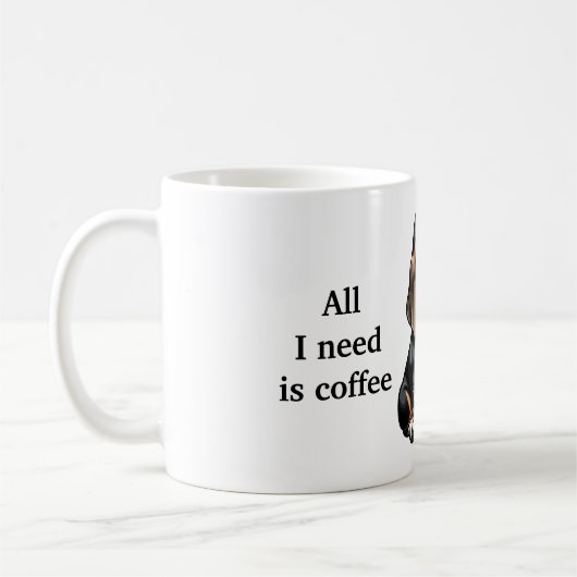 私が必要なのはコーヒーと私のバスセットハウンドだけだ コーヒーマグカップ (左)