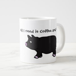 私が必要なのはコーヒーと豚、ジャンボマグだけだ ジャンボコーヒーマグカップ