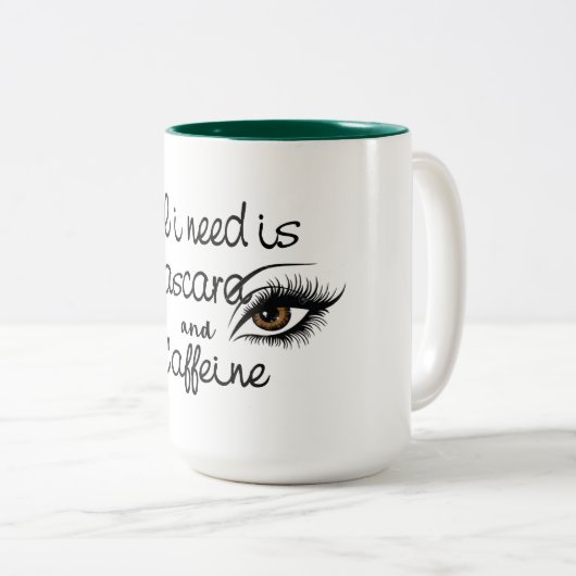 私が必要なのはマスカラカフェインおもしろいコーヒーマグ ツートーンマグカップ (正面右)