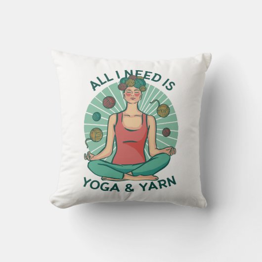 私が必要なのはヨガとヤーヌのフレーズだけだ クッション (正面)