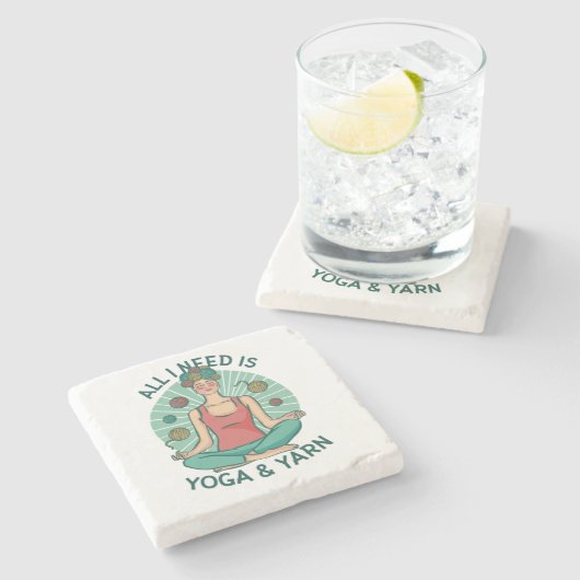 私が必要なのはヨガとヤーヌのフレーズだけだ ストーンコースター (横)