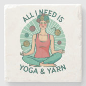 私が必要なのはヨガとヤーヌのフレーズだけだ ストーンコースター (正面)