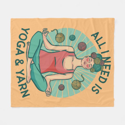 私が必要なのはヨガとヤーヌのフレーズだけだ フリースブランケット (正面(横))