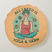 私が必要なのはヨガとヤーヌのフレーズだけだ ラウンドクッション (裏面)