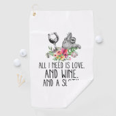 私が必要なのは愛とワインとナマケモノだけだ ゴルフタオル (インサイチュ)
