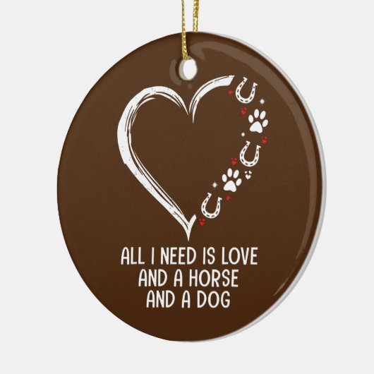 私が必要なのは愛と馬と犬の農家 セラミックオーナメント (左)