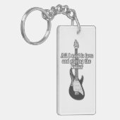 私が必要なのは愛遊とギターだけだ。B & W キーホルダー (正面左)