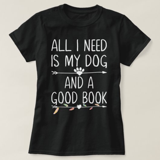 私が必要なのは私の犬と良い本の子供たち女の子 Tシャツ (デザイン正面)