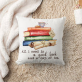 私が必要なのは良い本とカップティーだけだ クッション (ブランケット)