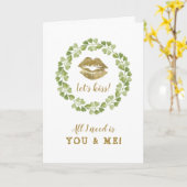 私が必要なのは金ゴールドリップ緑の葉バレンタインデー カード (黄色い花)