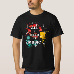 私が必要なのは音楽、カラフル好モダンき Tシャツ