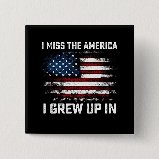 私が恋しく思アメリカ合衆国の旗で育ったアメリカ 缶バッジ (正面)