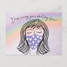 私が恋しく思笑顔の顔葉書 ポストカード