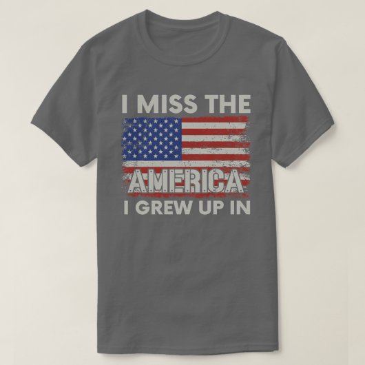 私が恋しく思育ったアメリカはアメリカ合衆国の国旗V Tシャツ (デザイン正面)
