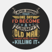 私が愚痴っぽい老人グラになるとは夢にも思わなかった ラウンドシール (正面)