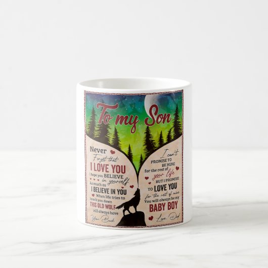 私が愛し忘れて決して – オオカミのパパに息子 コーヒーマグカップ (中央)