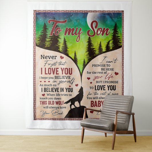 私が愛し忘れて決して – オオカミのパパに息子 タペストリー (インサイチュ)