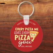 私が愛するすべてのピザかわいいバレンタインデー赤 キーホルダー (正面)