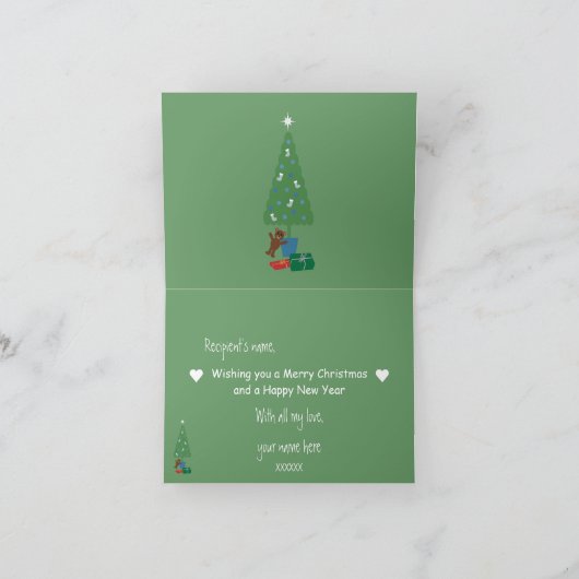 私が愛するカードに可愛いカップル陽気なクリスマス シーズンカード (内部)