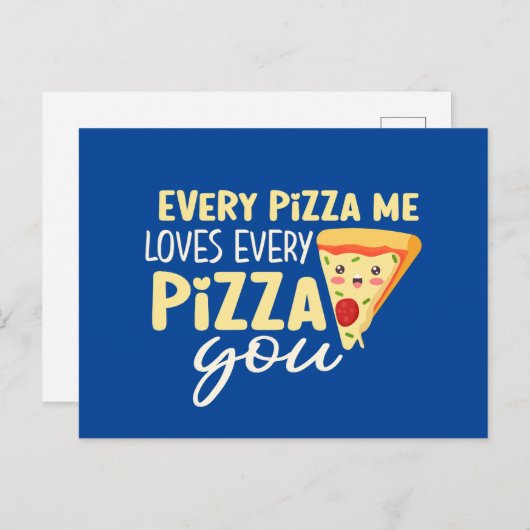 私が愛するピザはどれも可愛いヴァレンティおもしろいーの日 ポストカード (正面/裏面)