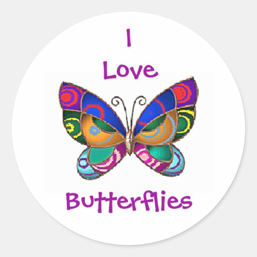 私が愛する蝶の周りのシール ラウンドシール (正面)