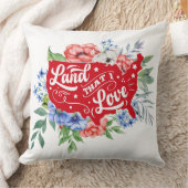 私が愛する赤い白と青のフローラランド クッション (ブランケット)