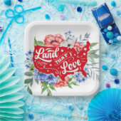 私が愛する赤い白と青のフローラランド ペーパープレート (パーティー)