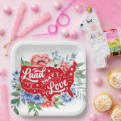 私が愛する赤い白と青のフローラランド ペーパープレート (パーティー)