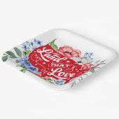 私が愛する赤い白と青のフローラランド ペーパープレート (傾斜あり)