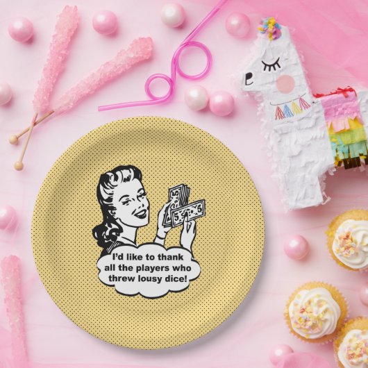 私が感謝していすことを望む黄色くおもしろいなレトロのBunco ペーパープレート (パーティー)