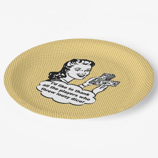 私が感謝していすことを望む黄色くおもしろいなレトロのBunco ペーパープレート (アングル)